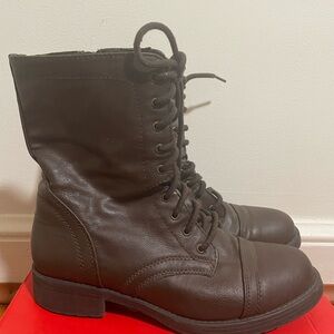 Brown Lace-Up Combat Boots